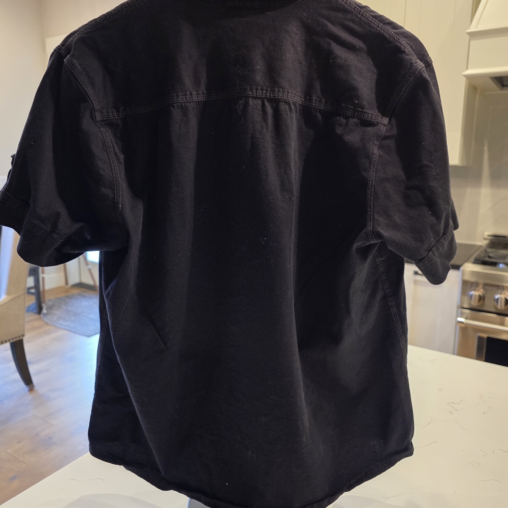 INC International Concepts Black Short Sleeve Snap-Front Button Down Shirt - Picture 4 of 6